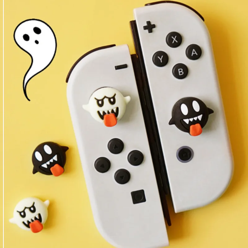 Nette Lustige Geister Silikon Weiche Thumb-Stick Grip Cap Joystick Schutzhülle Für Schalter Oled NS Lite Joycon Thumbstick Fall
