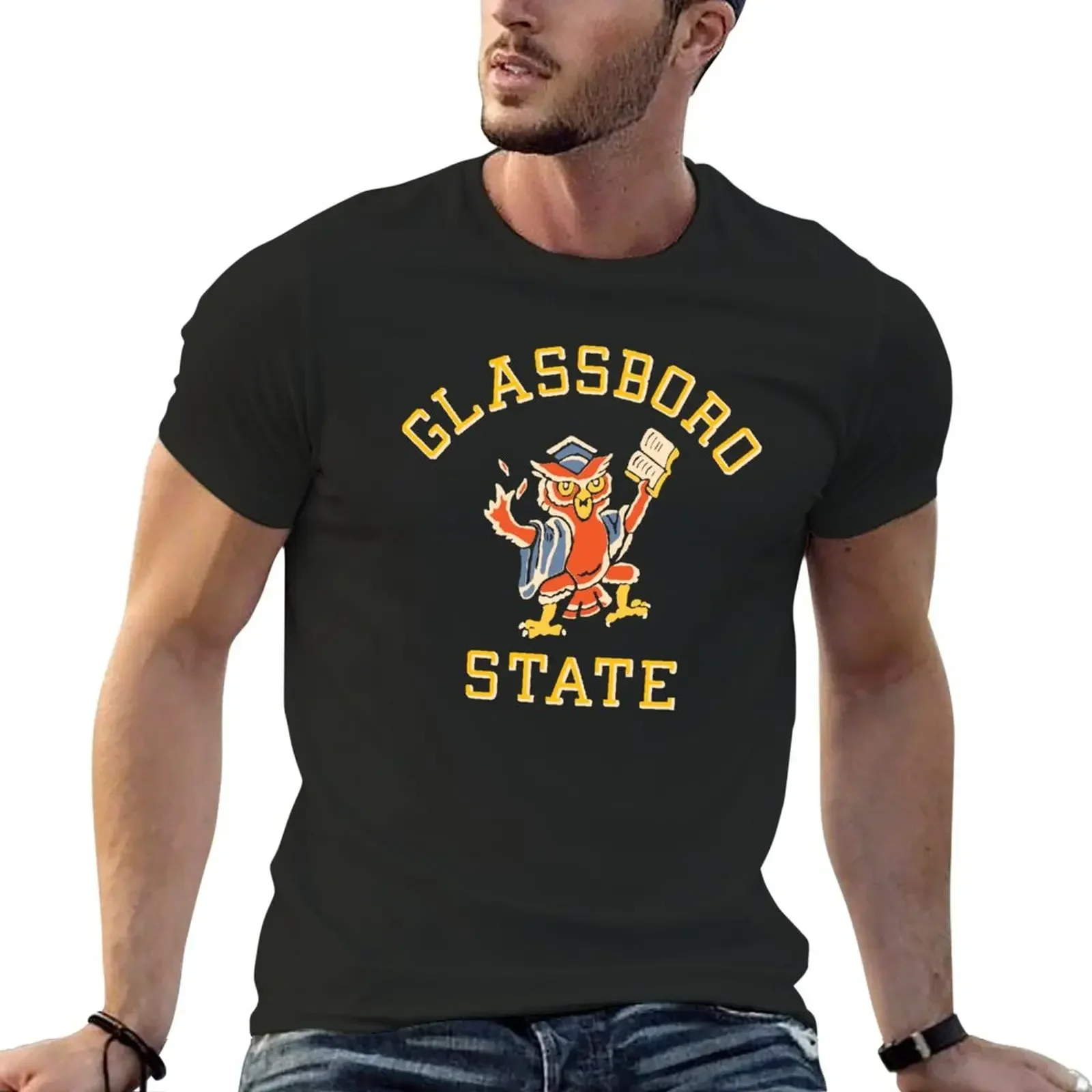 Camiseta vintage do Glassboro State College dos anos 1940, tamanhos grandes, roupas masculinas, camisetas gráficas de anime para homens, roupas femini