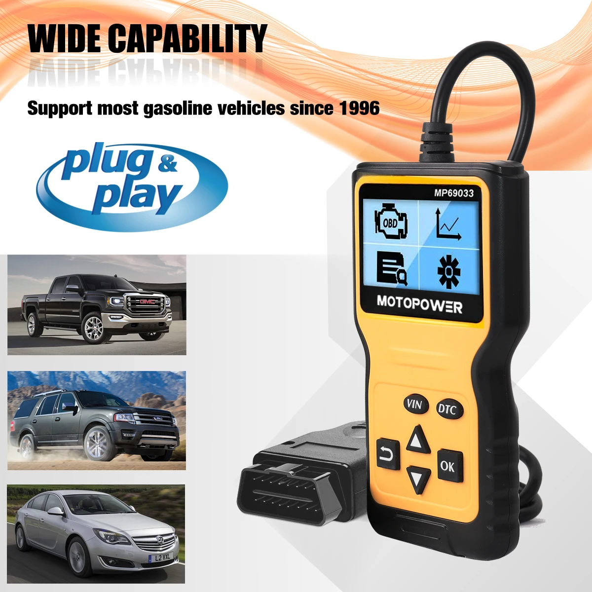 MOTOPOWER MP69033 OBD2 Scanner Universal Car Engine Fault Code Reader, CAN Diagnostic Scan Tool for All OBD II Protocol Cars