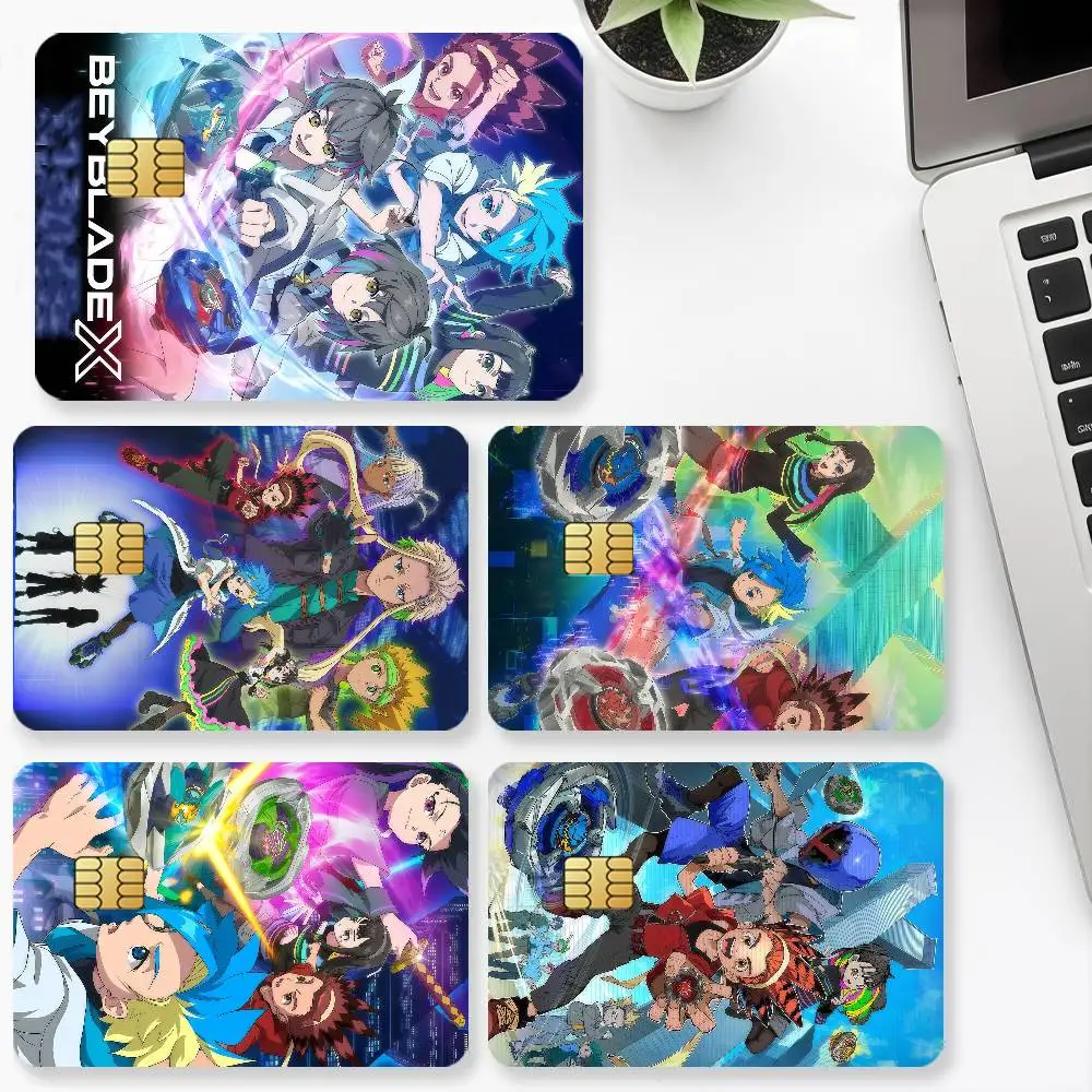 Comic B-Beyblade X Credit Card for Bank Debit Decorative Protection 4PCS Anti-scratch Waterproof Stickers Bus Subway Library