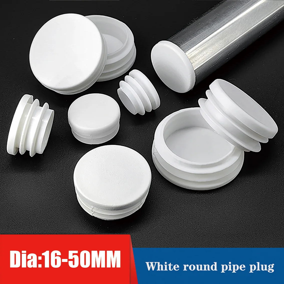 White Plastic Circular Dust Cover Stainless Steel Pipe Iron Pipe Inserted Into the Stopper Chair Foot Pad Cover