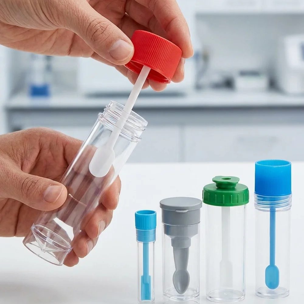 5Pcs Sample Bottle Set of Various Capacities, Sampling Bottle Set with Leak-Proof Lids, Sampling Spoons, Easy to Use, Sample Cup