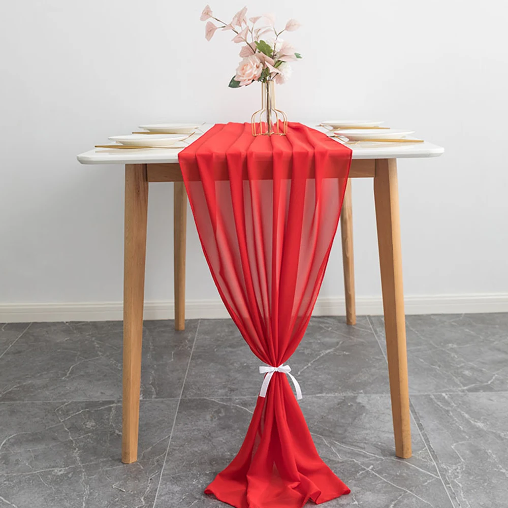 

Chiffon Table Runner 72*300cm Romantic Boho Table Runner for Wedding Birthday Party Bridal Valentine's Day Table Decoration
