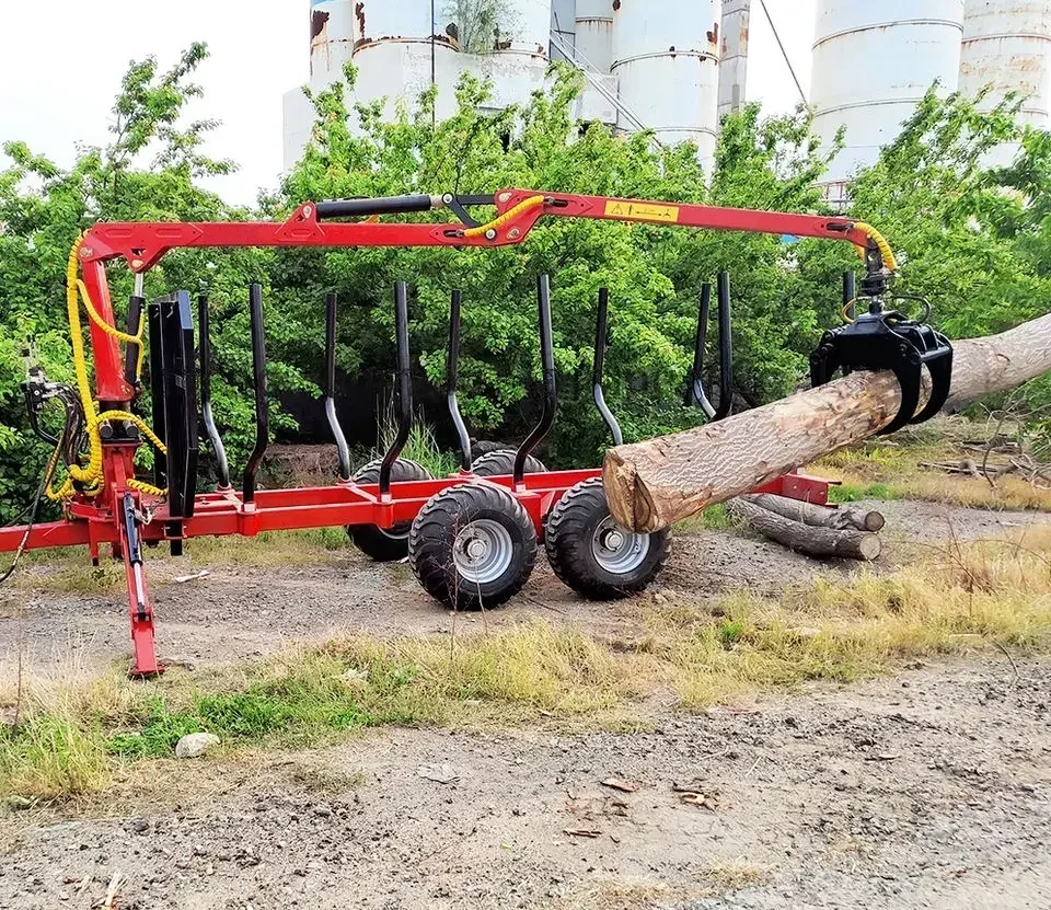 Hydraulic Atv Farm Tractor Log Timber Wood Trailer with Crane Grapple Remote Control Winch for Forestry Machinery