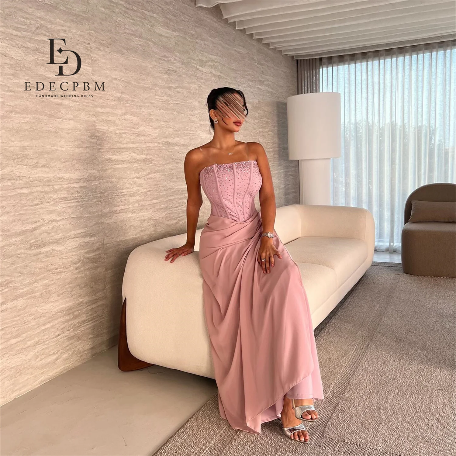 

EDECPBM Prom Dresses 2025 Customized Vestidos De Festa Pink Off-shoulder فساتين سهرة Women Evening Dresses Diamond Decoration