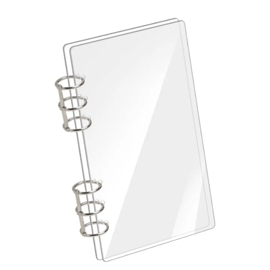 

Папка A6 с 6 кольцами, прозрачная акриловая папка, обложка для блокнота, планировщик A6, бюджетная папка с вкладышами, многоразовые с серебряным металлическим Ro