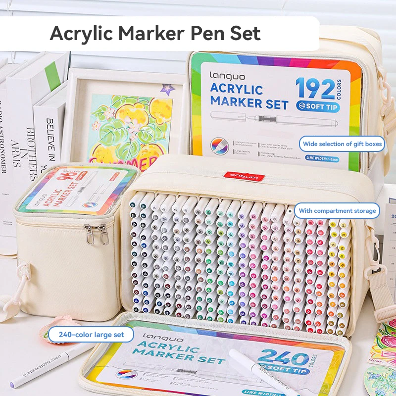 

Набор акриловых маркеров Languo 207/240/288 цветов: жидкие акриловые ручки-кисти для рисования на камне, DIY-творчества, художественных работ, канцелярских принадлежностей, подарок