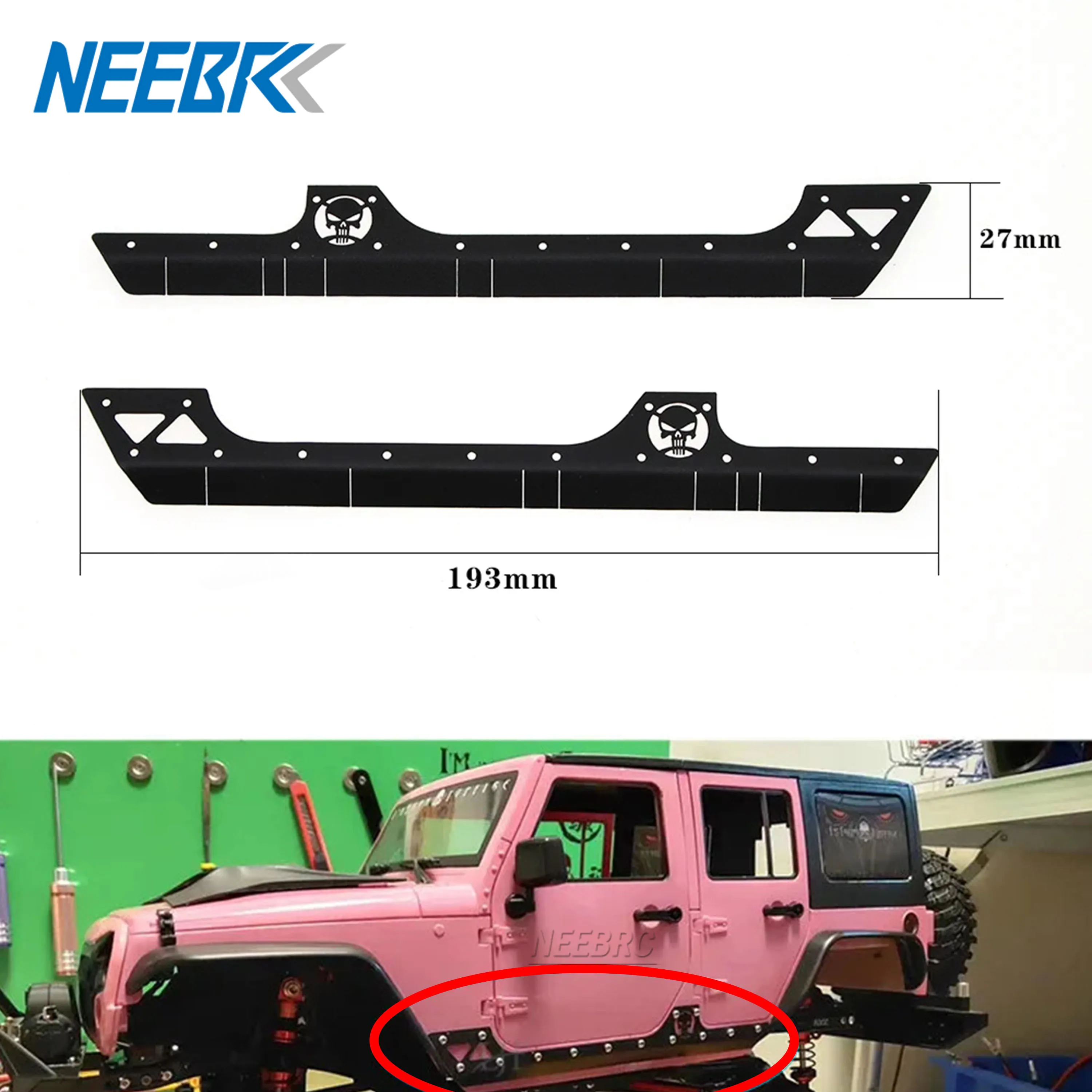 

2pcs RC Car Metal Side Skirt Surround Simulation for 1/10 Crawler Axial SCX10 90046 90047 313 Wheelbase Frame Chassis Upgrade