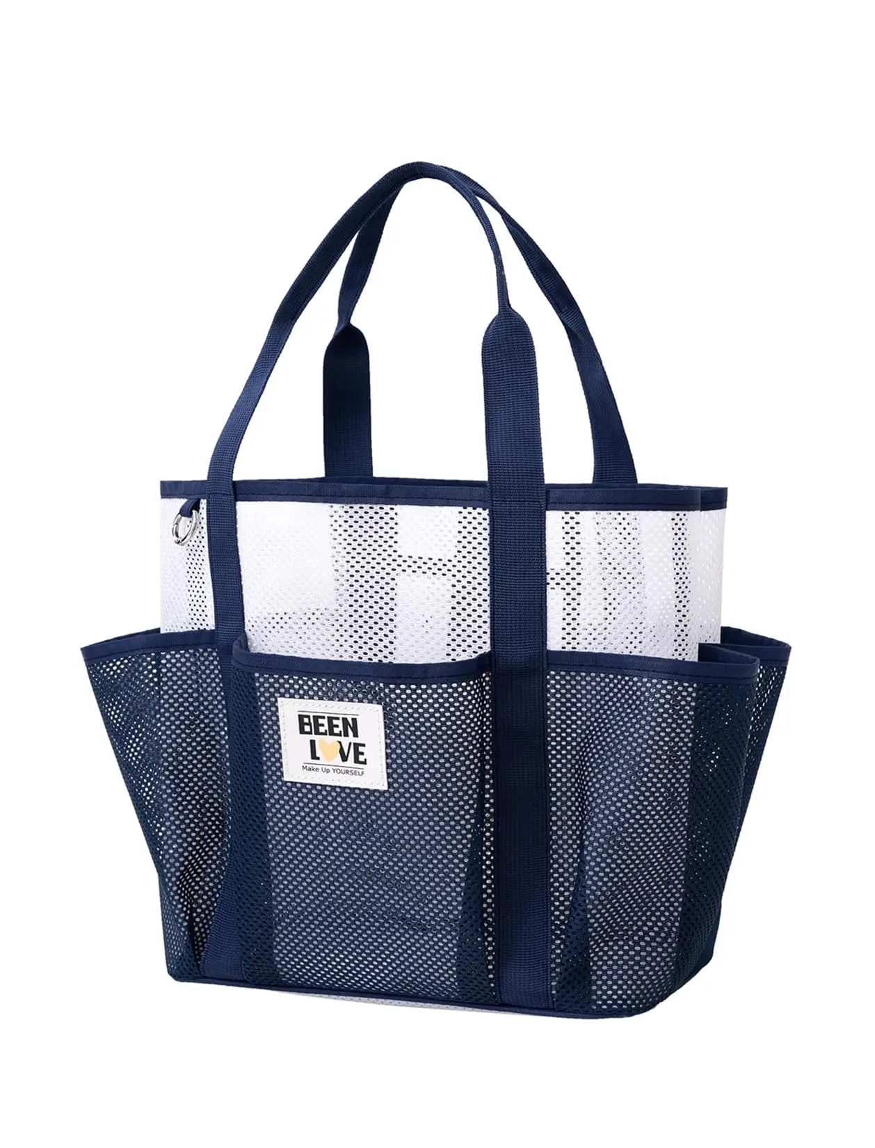 Mesh Beach Bag for Women Small Beach Tote Bag Sandproof Foldable Swim Pool Bag with 8 Pockets for Travel