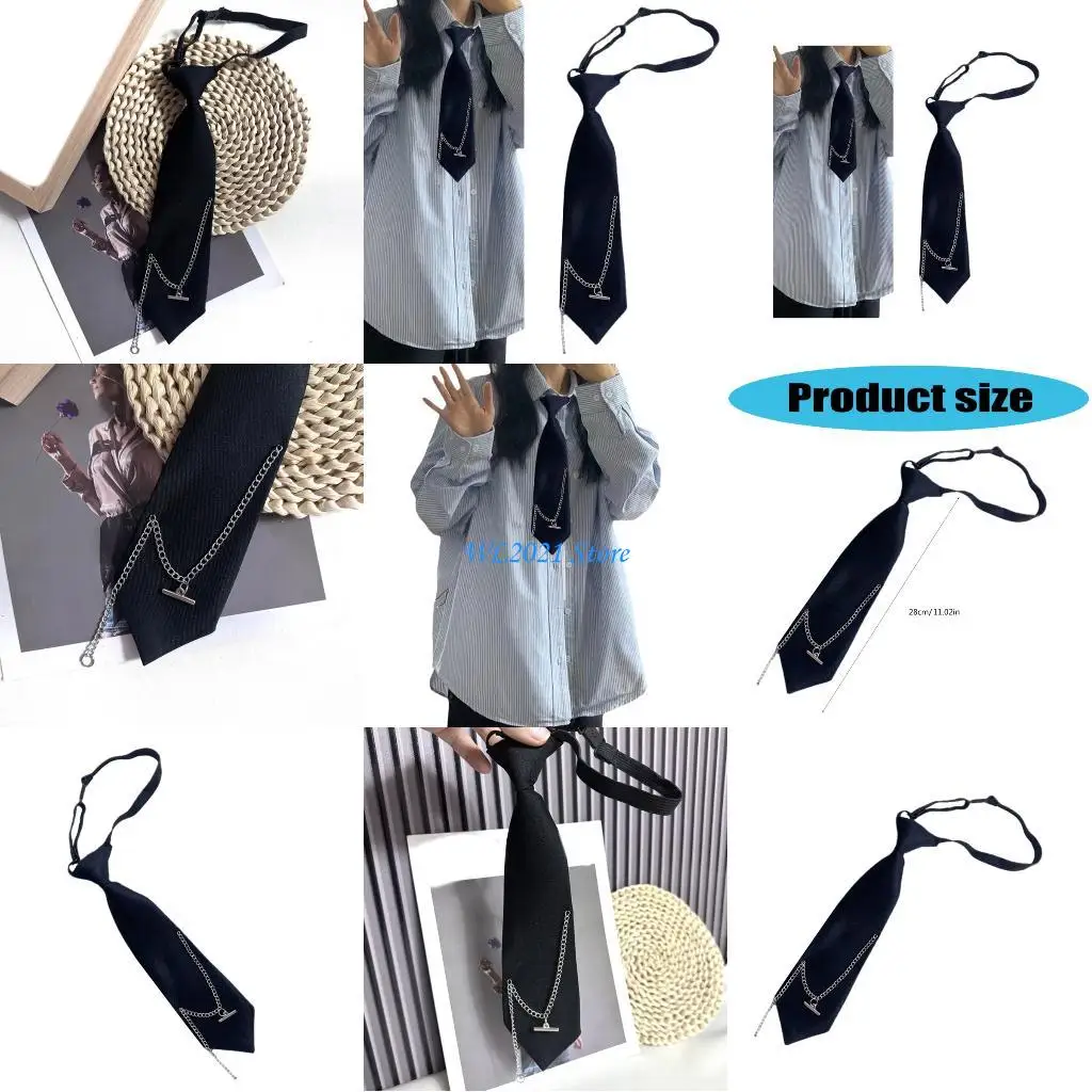 روابط G5GC السوداء للنساء ملامسة تلميذة موحدة مسبقًا ربطة عنق سوداء