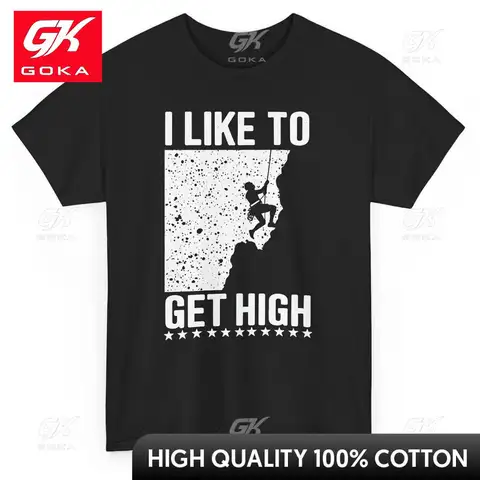I Like To Get High Rock Climbing 그래픽 티셔츠, 남성 의류, 코튼 프린트 티셔츠, Y2K 의류, 귀엽고 재미있는 티셔츠