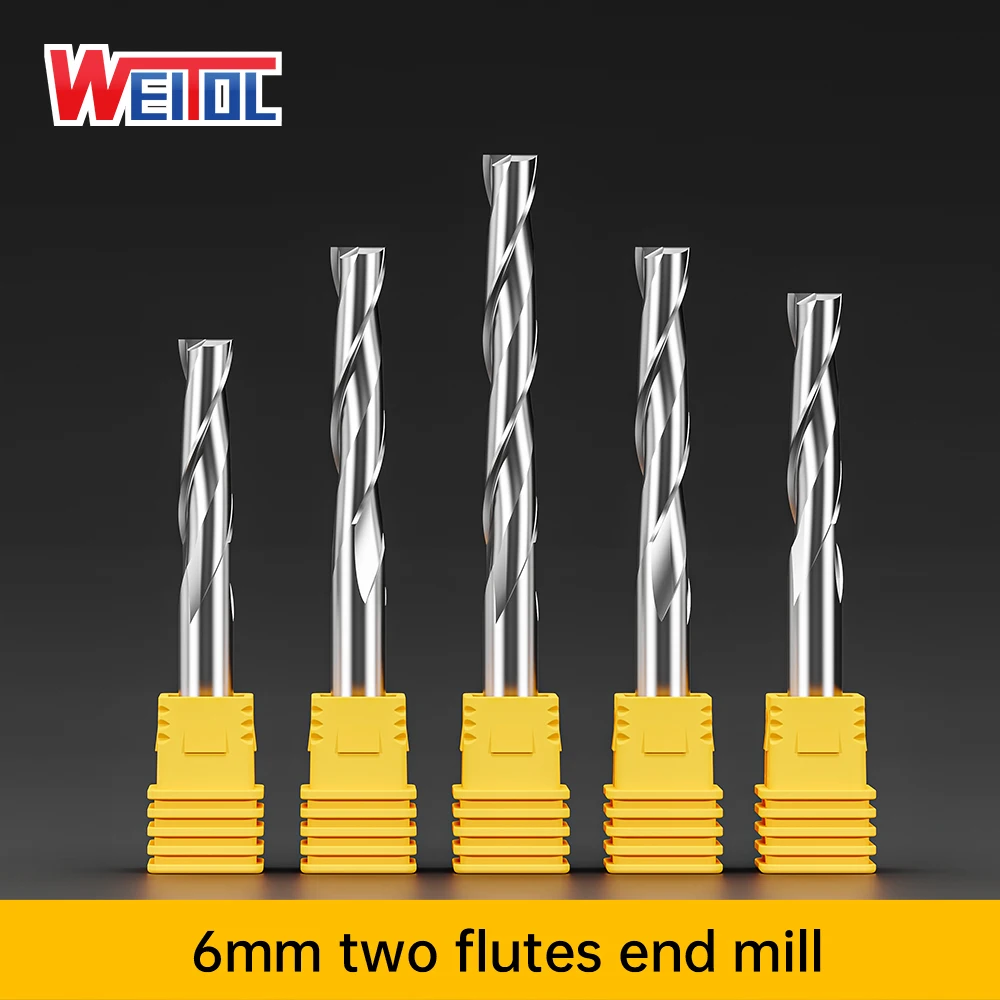 

WeiTol N 6mm shank 22mm cutting length two flutes end mill CNC milling cutter engraving machine tools