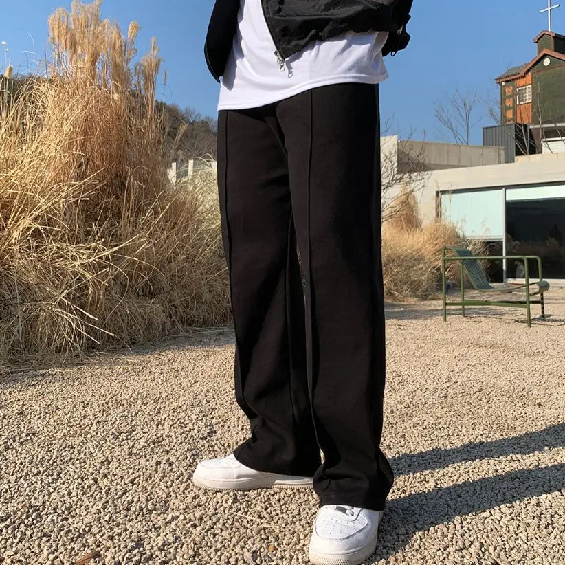 Usar solto em linha reta primavera e outono estilo moda casual esportes magro masculino jogging calças de fitness