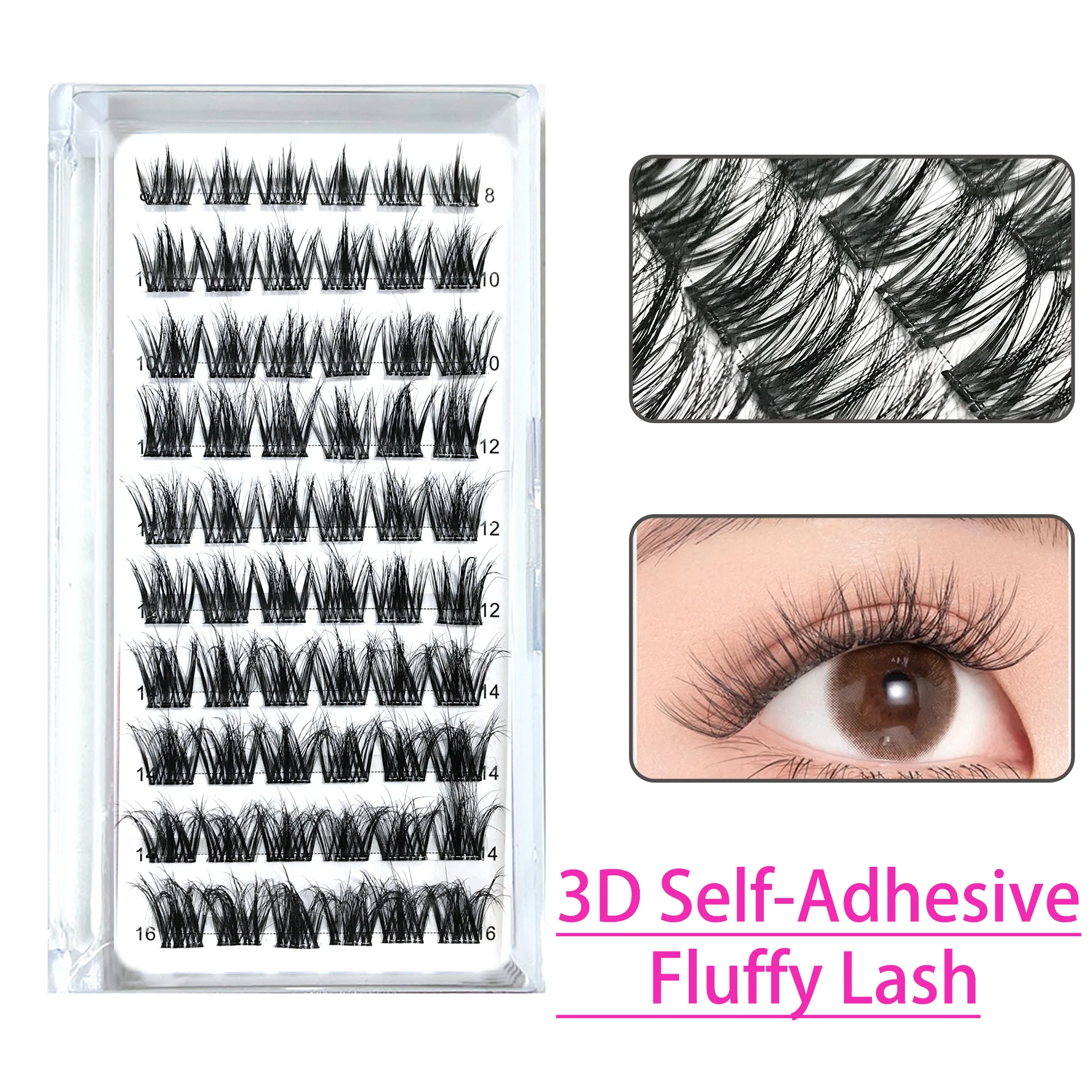 Lash Clusters 3D No Glue Needed Self Adhesive Eyelashes Makeup Natural Look Fluffy Individual Eyelashes New Manga Lashes