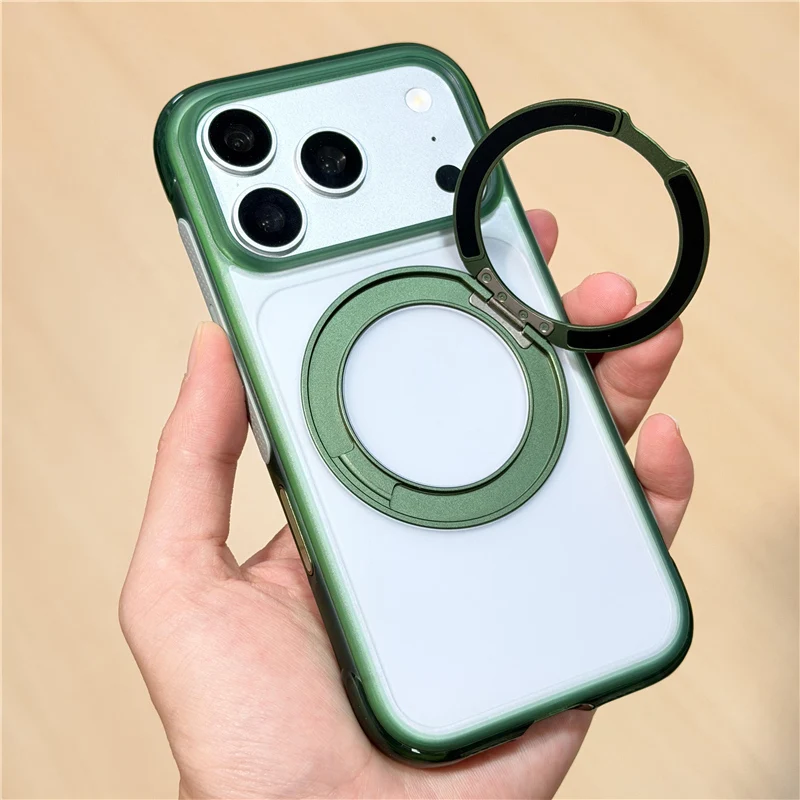 Fotografia 4: Capa de Celular de Luxo com Airbag Antichoque e Suporte Magnético Giratório para iPhone 17 Pro Max, Compatível com Magsafe e Botão de Câmera Touch