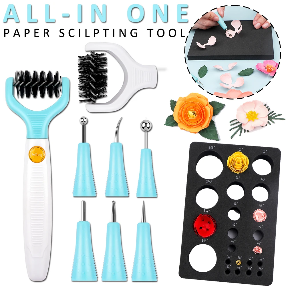 

All-In-One Paper Sculpting Tool Kit & Die Brush for Creating Dimensional Flowers Flower Mold Tray New Paper Blossom Tools 2024