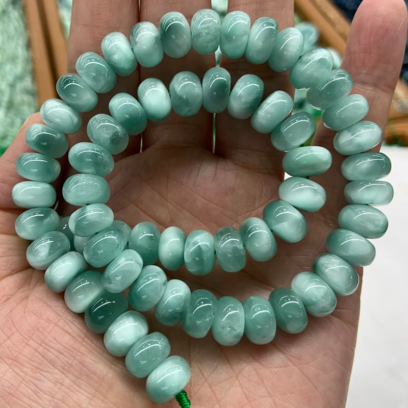 Natural Peacock Angelite Stone Beads 15\'\' Rondelle DIY Spacer Loose Beads For Jewelry Making Women Beads Bracelet Necklace Gift