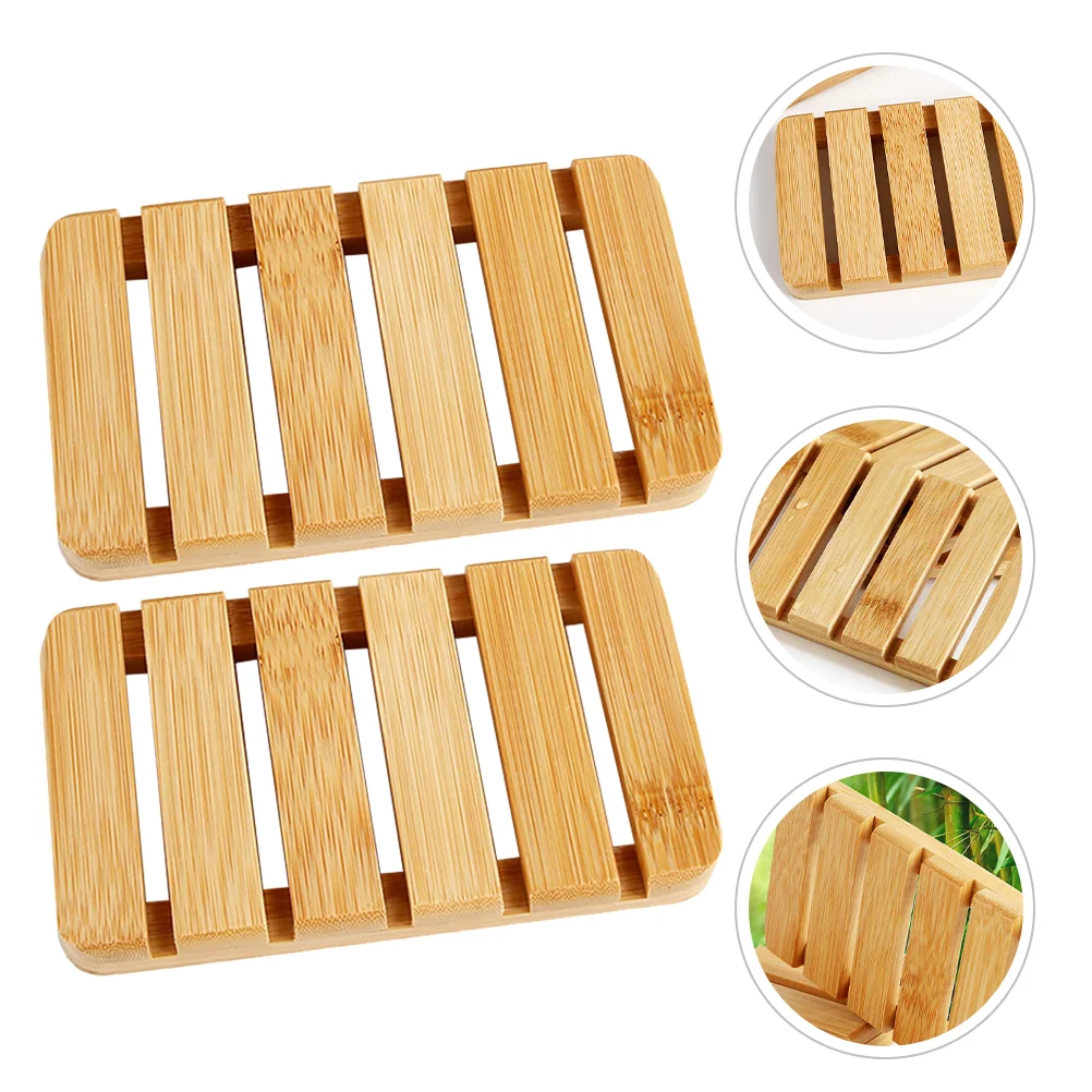 

2 Pcs Bamboo Kitchen Bathroom Toilet Countertop Drain Soap Rack 2pcs (Style 9) Case Tray for Sink Dish Laundry Holder Travel