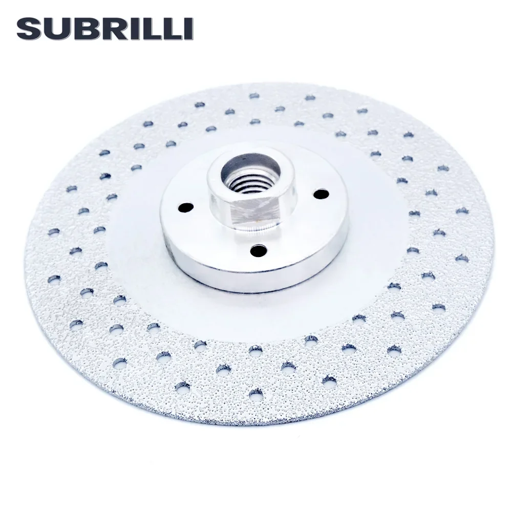 SUBRILLI 5" Vacuum Brazed Diamond Cutting Disc 125mm Grinding Wheel Flange M14 5/8-11 Granite Marble Concrete Saw Blade Cutter
