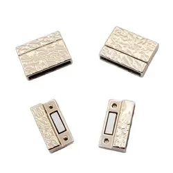 2 Sets Zinc Alloy Flat Magnetic Clasps Gold Plated 25x3mm Hole Glue-in Closure Clasp For DIY Bracelet Jewelry Making Accessories