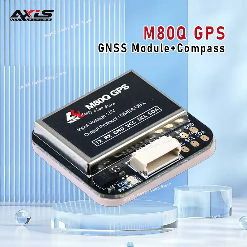 

Axisflying M80Q 5V GNSS GPS Module - 4-GNSS 18Hz -166dBm 25x25mm Built-in Compass for FPV RC Freestyle