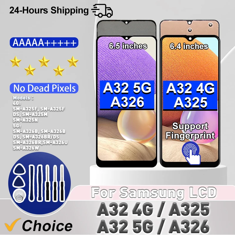 AMOLED LCD A325 Display For Samsung Galaxy A32 4G LCD SM-A325F Touch Screen Replace For Samsung A32 5G Display SM-A326B SM-A326U