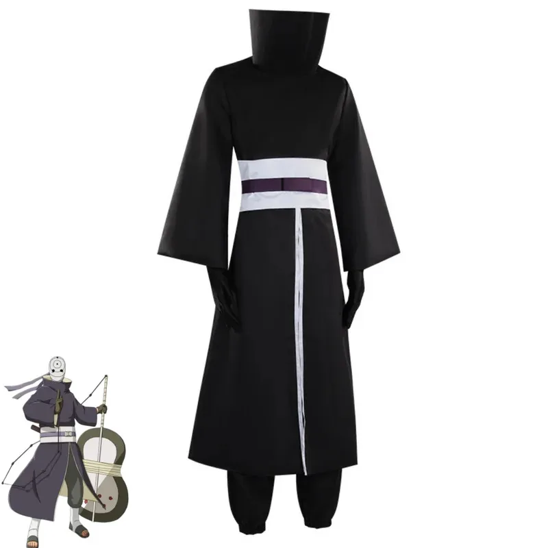 أنيمي اوتشيها أوبيتو تأثيري حلي رداء أسود القمم معطف النينجا زي قتال موحد قناع حذاء رجل امرأة هالوين كرنفال البدلة olp;4