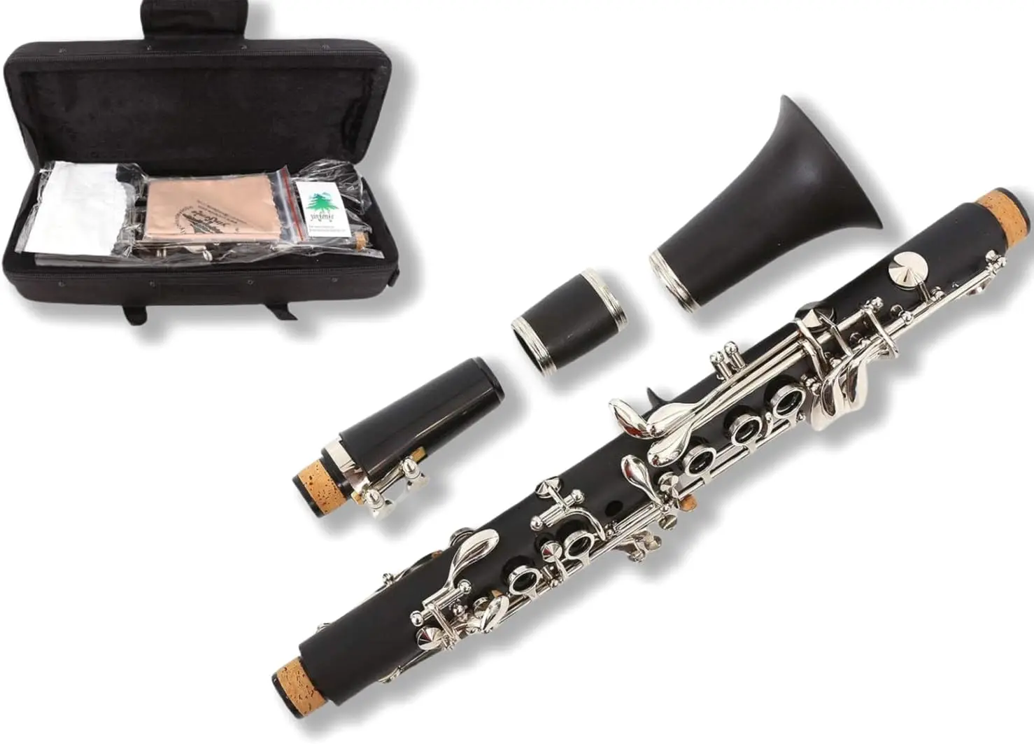 Professional Clarinet Ebonite Wood Eb Flat Clarinet 2 Barrels With Case Cloth Reed Accessories (Ekeyclarinet)