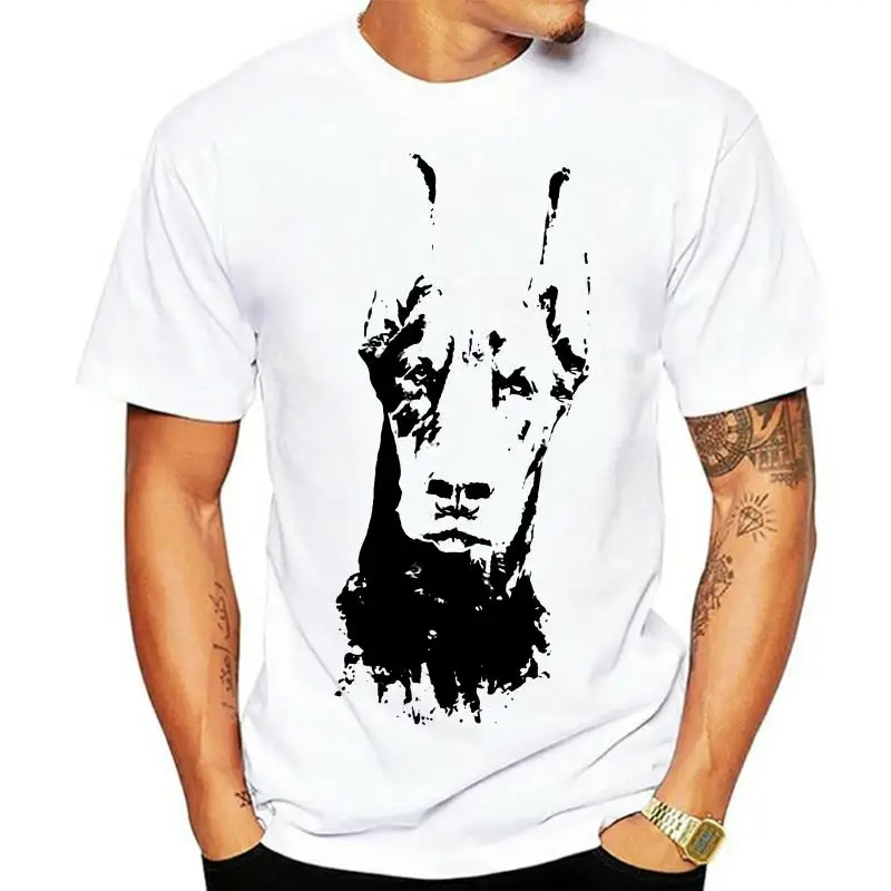 Fashion  Men Tee Shirt Custom Doberman  Printed Tees Short Sleeve Male Designing T Shirt