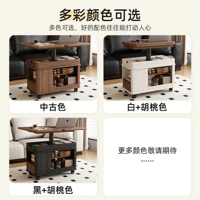 โต๊ะกาแฟไม้วอลนัททั้งชิ้นสไตล์ยุคกลาง โต๊ะกาแฟเคลื่อนที่สำหรับอพาร์ทเมนต์ขนาดเล็ก