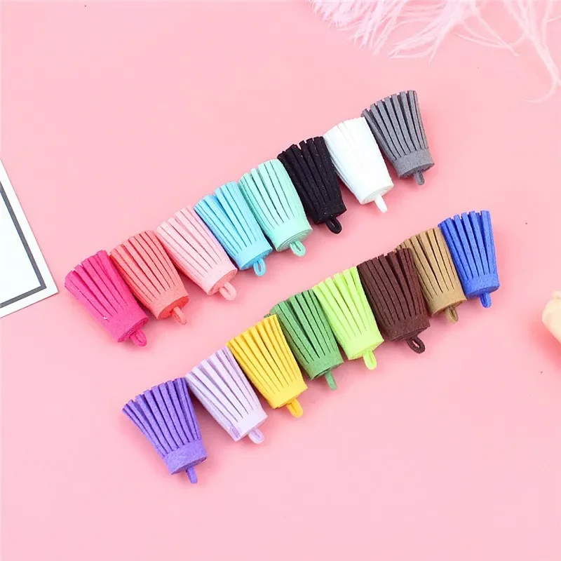 10/20PC 30mm Leather Tassel Fringe Keychain Pendant Strap Jewelry Fiber Fringe Suede Tassel Key Chains For DIY Jewelry Accessory