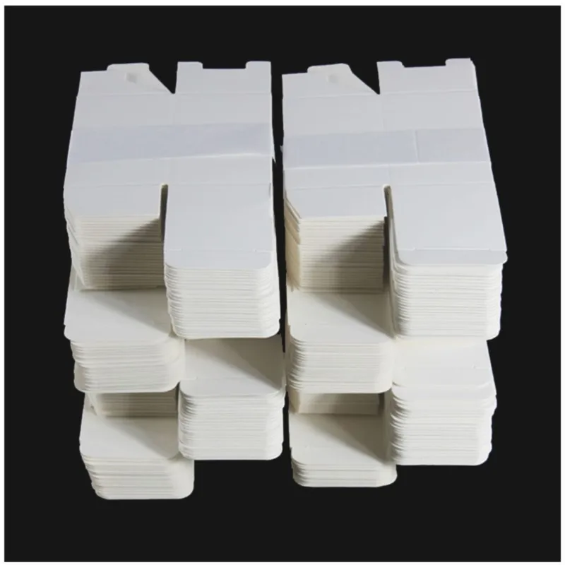 50pcs/lot Small White Cardpaper Boxes Wholesale Neutral Flat White Cardboard flat Folding  White Packaging Box