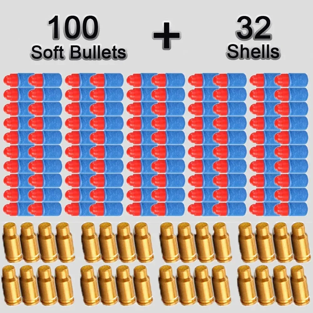 32 Shells And 100 Soft EVA Bullets For Toy gun Glock Colt 1911 Shooting Game For Kids Boys