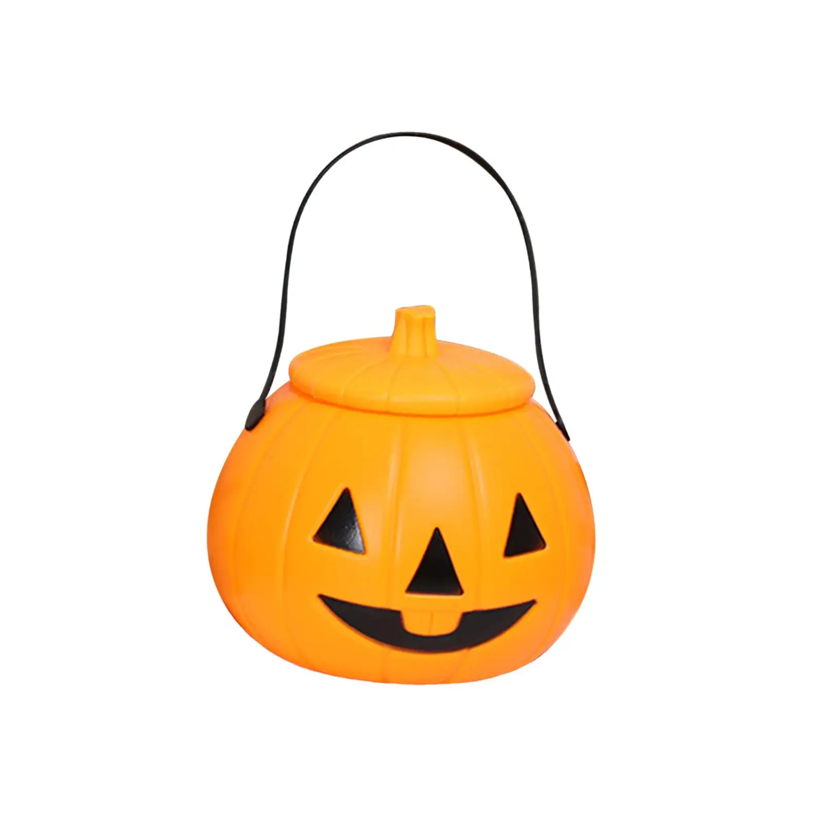 Plastic Pumpkin Candy Bucket Portable Trick or Treat Holder for Halloween Party Supplies Birthday Favor Gift Container