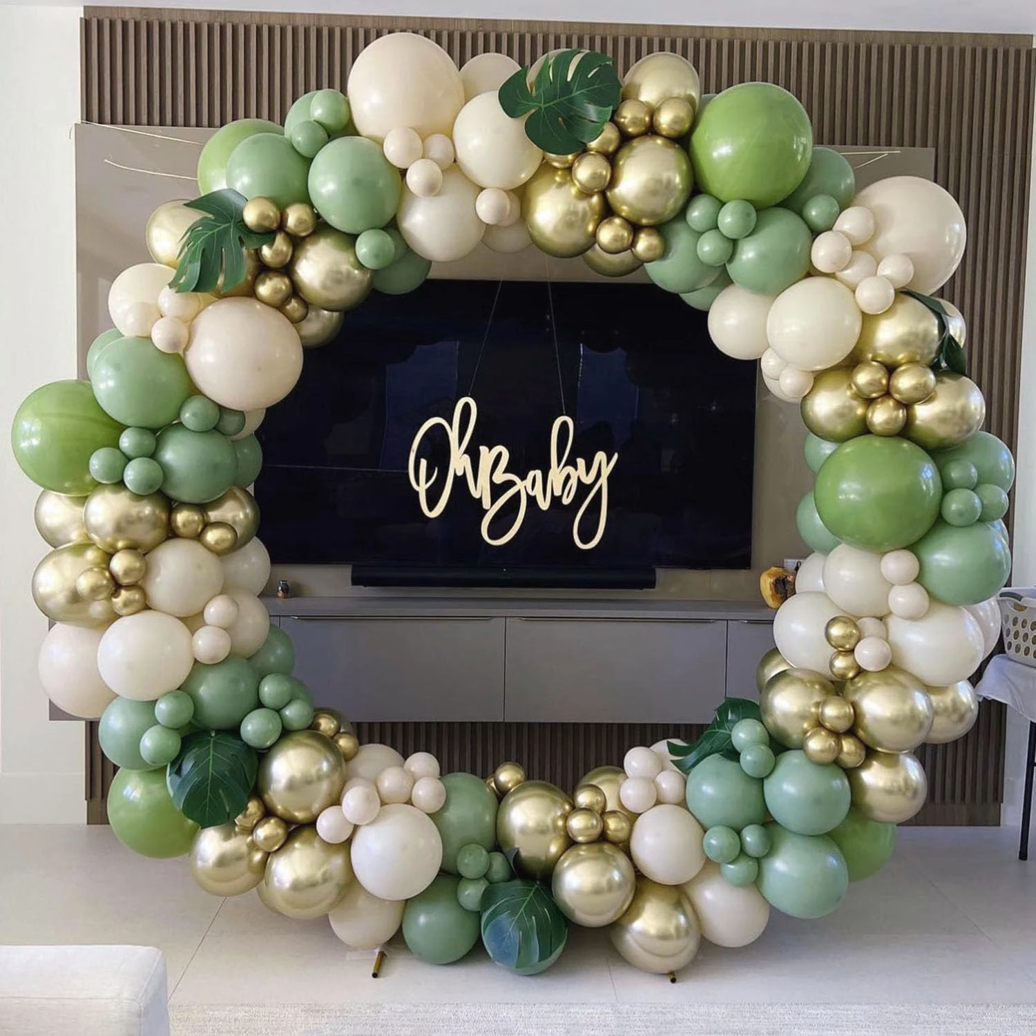 160-teiliges Latex-Ballon-Set aus grünem Sand und Weißgold, geeignet für Geburtstagsfeiern, Hochzeiten, Valentinstag-Party-Dekoration