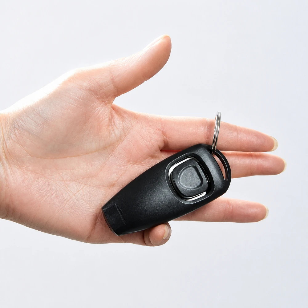 Training Clicker Dog - 2 in 1 ドッグトレーニングクリッカー＆ホイッスル 多機能ペット行動訓練ツール キーリング付き