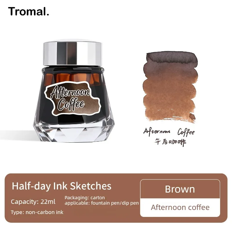 Tramol 22ml Half Day Series Fountain Pen Ink 4 Colors Non-Carbon Color Ink for Dip Pens School Office Supplies Stationery