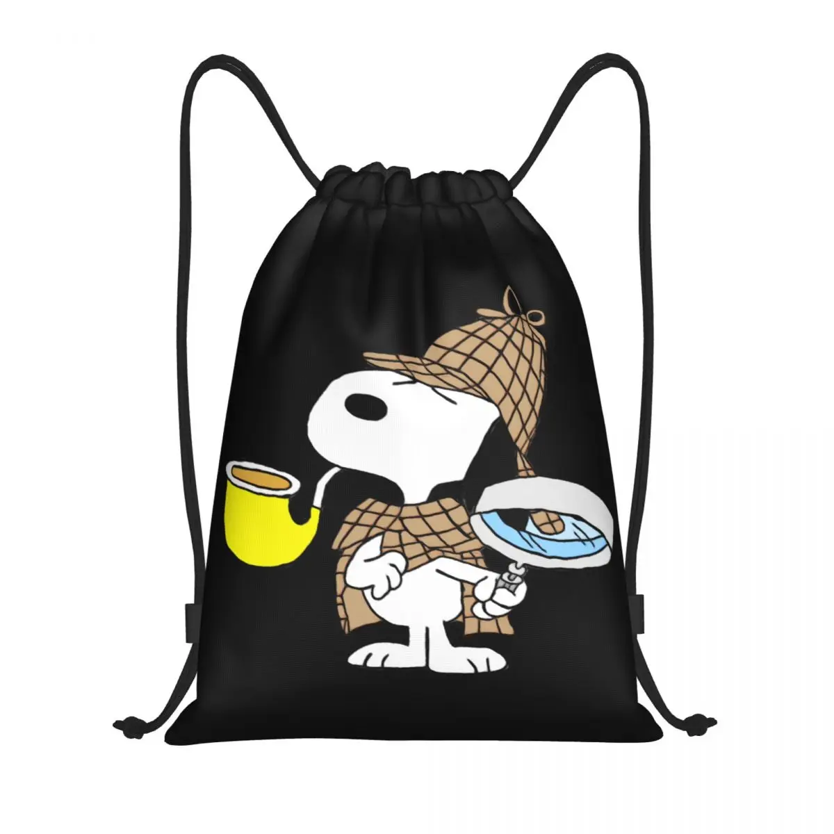 Custom S-Snoopys Smoking Drawstring Backpack Women Men Sport Gym Sackpack Portable Shopping Bag Sack