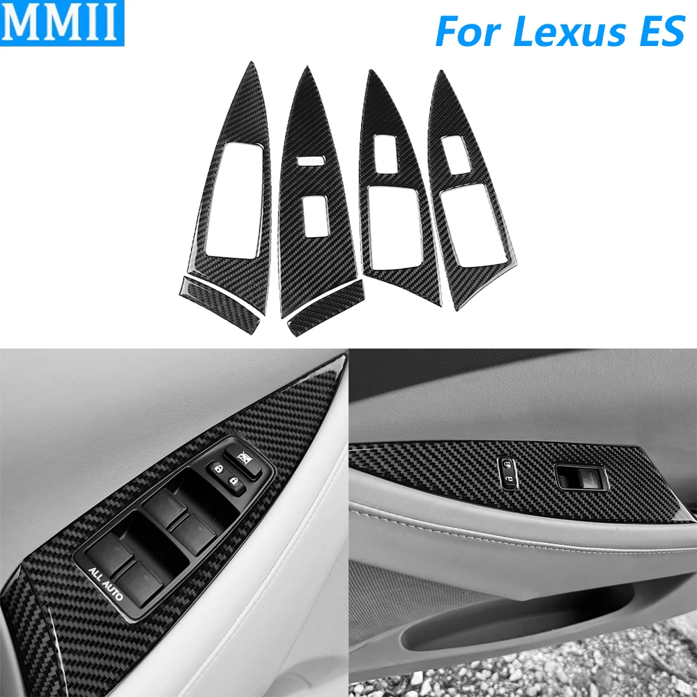 

For Lexus ES ES350 ES240 2006-2012 Carbon Fiber Door Window Lift Switch Button Control Panel Cover Trim Car Accessories Sticker