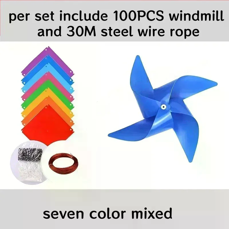 Plastic Pinwheels Fiesta Flag Party Supply Hanging Windmill With 30 Metres Rope Home Garden Indoor Outside Decoration 100Pcs