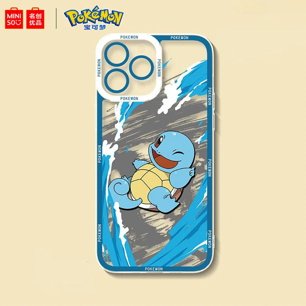 Miniso X Pokemon  Squirtle   Phone Case For iPhone 16 15 14 13 12 11Pro Max X XR XS Mini Plus