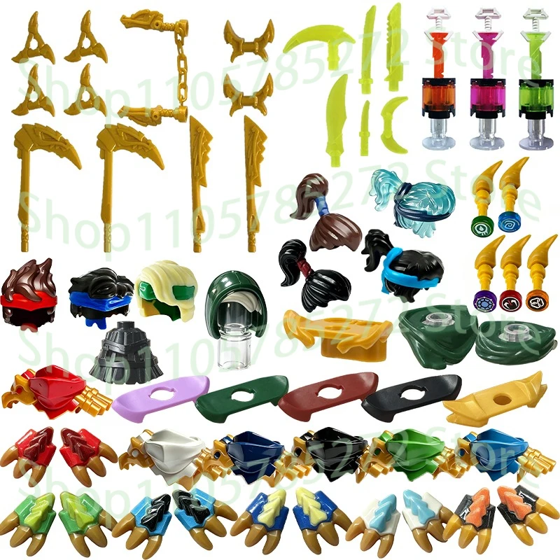 Anime Cartoon Building Blocks Elements Shoulder Blade Wing Weapons Set Dragons Rising Paws Hair Figure Accessories Toys Gifts T4
