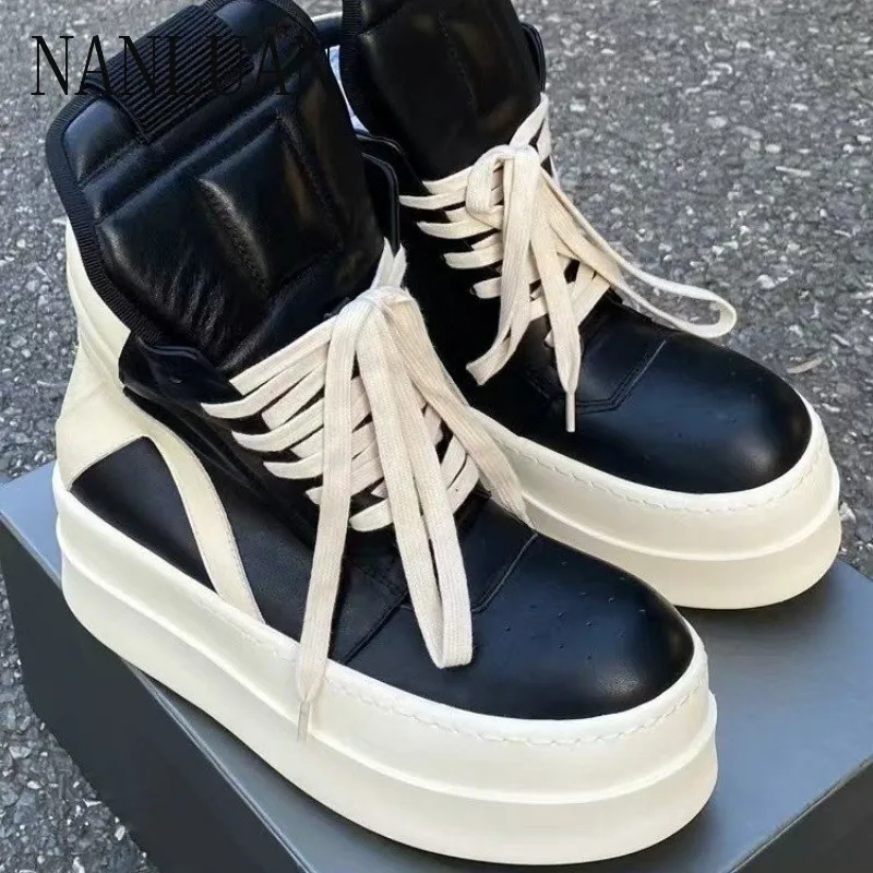 

2024 Boutique High Quality Autumn and Winter Women's Boots Fashionable Lace Up Fashion Boots Thick Sole Women's Shoes Size 35-42