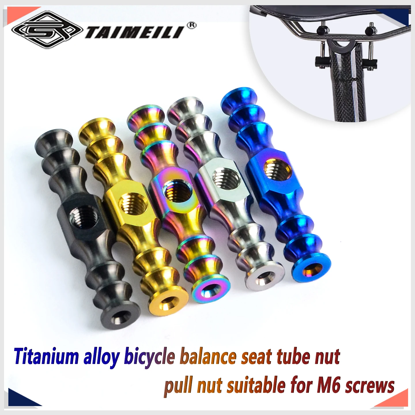 TAIMEILI Code-Mutter aus Titanlegierung zum Anziehen für Fahrrad-Sattelstützen, passend für M6-Mutter, 1/2 Stück