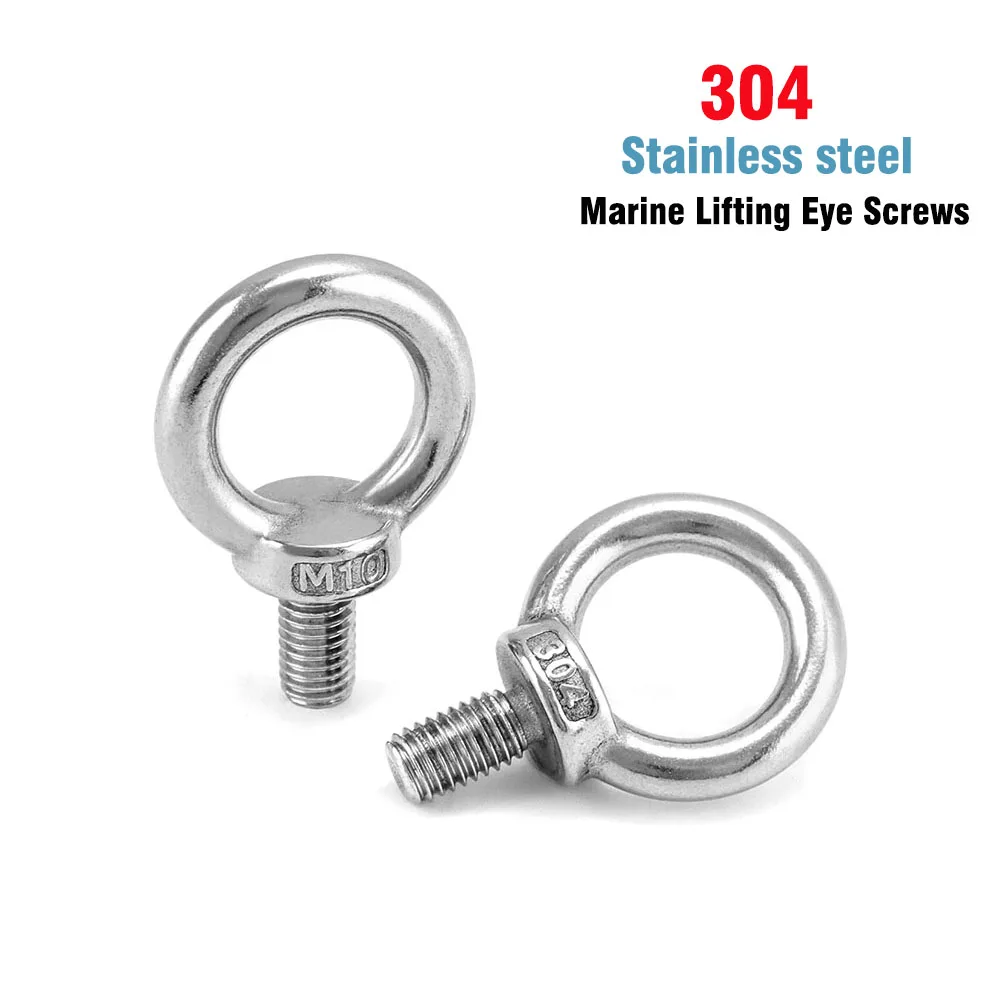 304 Edelstahl Augenschraube Marine Hebeöse Ringschraube mit Öse für Kabel, Seil, Wäscheleine, Beleuchtungskörper M6 M8 M12