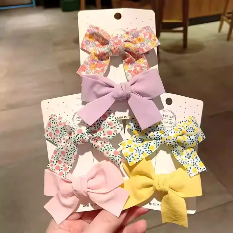 

2pcs Floral Bow Princess Girl Hairpins Set Korean Bowknot Baby Hair Clips Kids Sided Clips Hair Accessories for Girl
