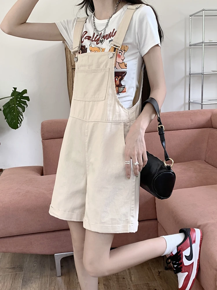 

Rompers Women Casual Solid Summer Korean Style High Waist Loose Fashion All-match Simple Pure Wide Leg Vintage Streetwear Y2K