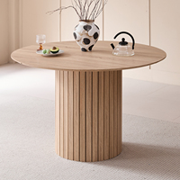 EGOONM Round Dining Table Nordic Table for 4~6 People, Circle Dining Room Table with Wooden Base, Kitchen Dinner Table Φ120cm