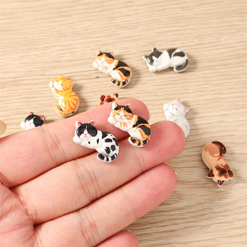 5 Stück 18x11mm Cartoon-Tier-Katzen-Abstandshalter, lose Anhängerperlen für die Schmuckherstellung, DIY handgemachte Armbänder, Halsketten, Bastelzubehör – Detail 3