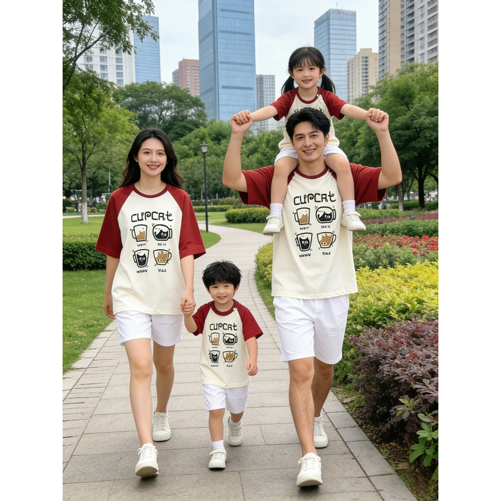 

Family Funny Clothes Summer Baby Infant Romper Parent-child Tee Shirts Mother Father and Daughter Son Kids Short Sleeve T Shirts
